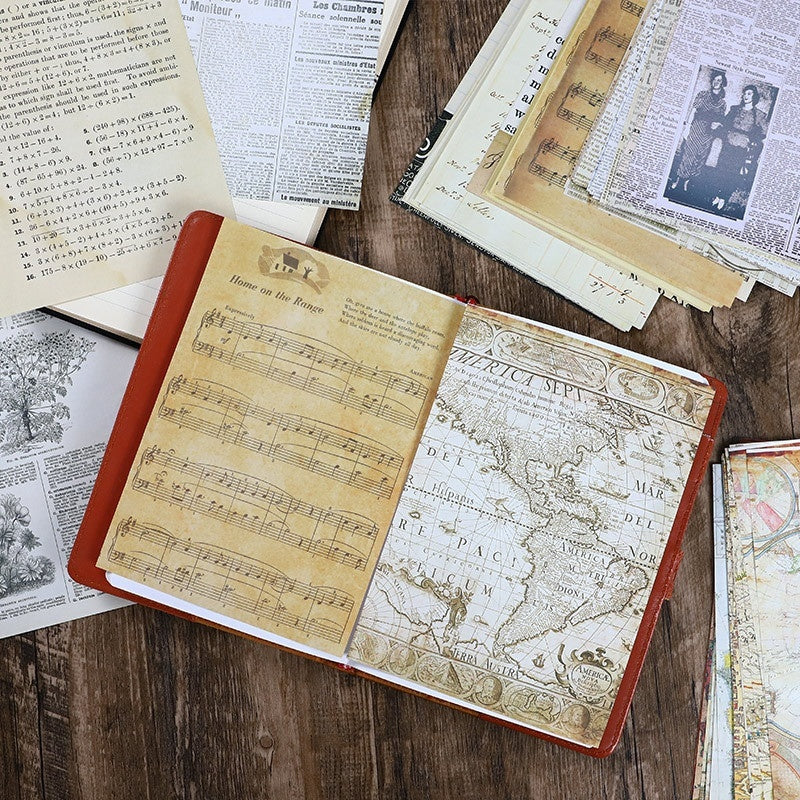 Retro Old Book Series Creative Journal Album Vintage Ornament Stickers