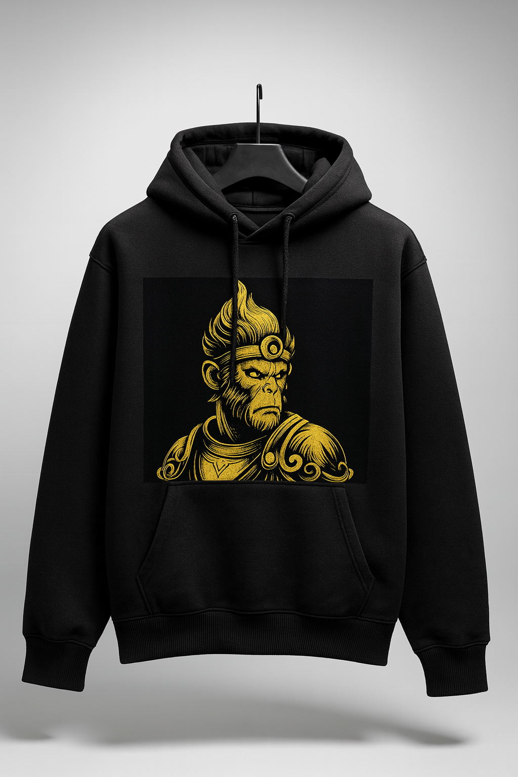 Wukong Gold Print Oversized Hoodie – 100% Cotton | Premium 400 GSM Unisex Hoodie