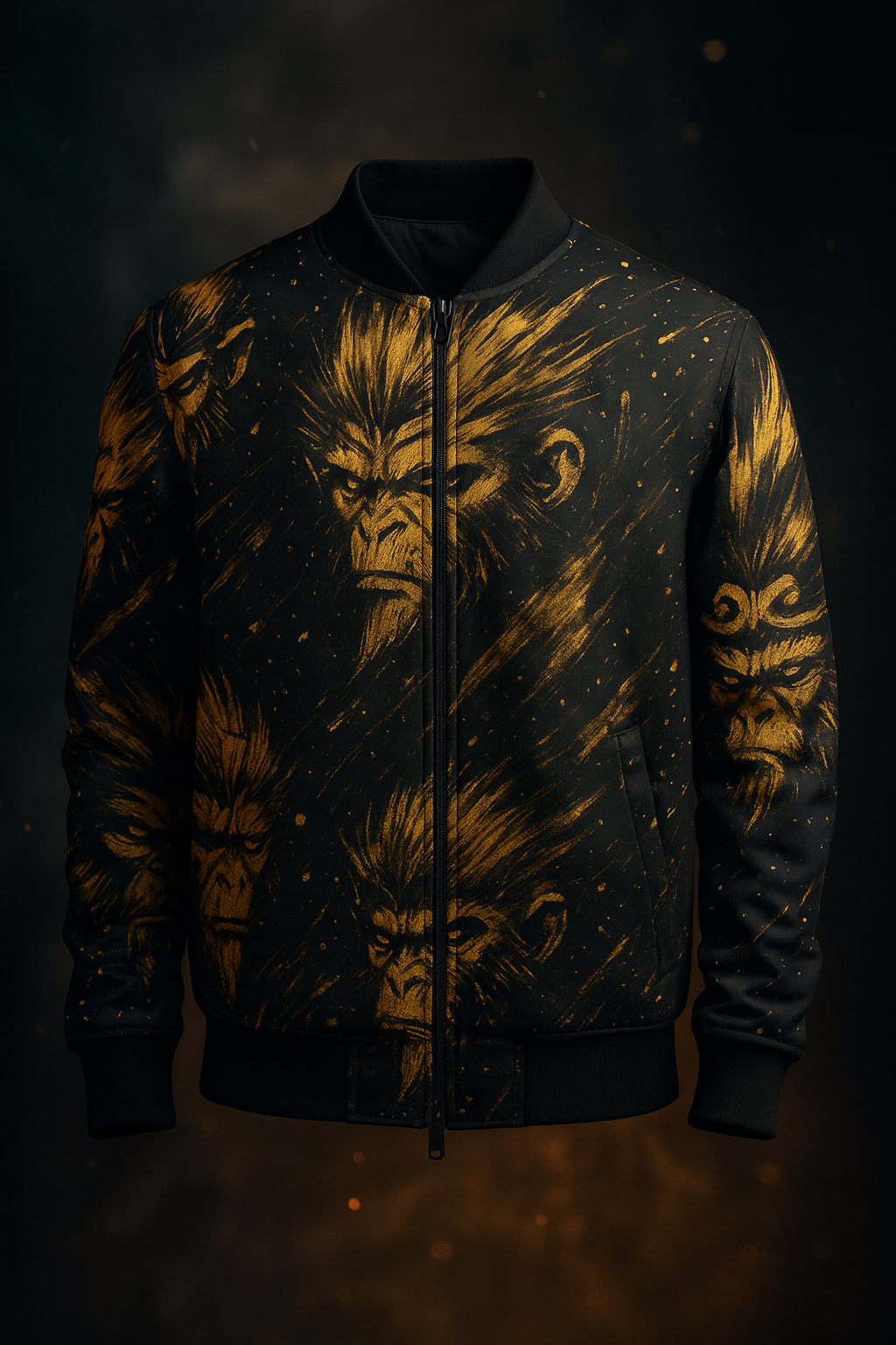 Premium Wukong Bomber Jacket – 240 GSM Poly Fleece | All-Over Fade-Proof Print
