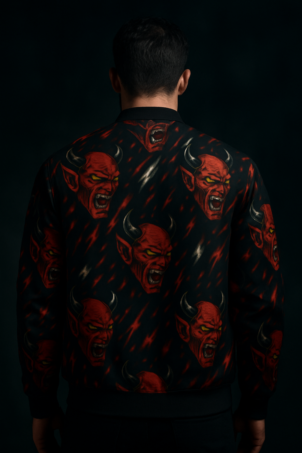 Demon Rage All-Over Print Bomber Jacket – 240 GSM Premium Fleece | Unisex Streetwear